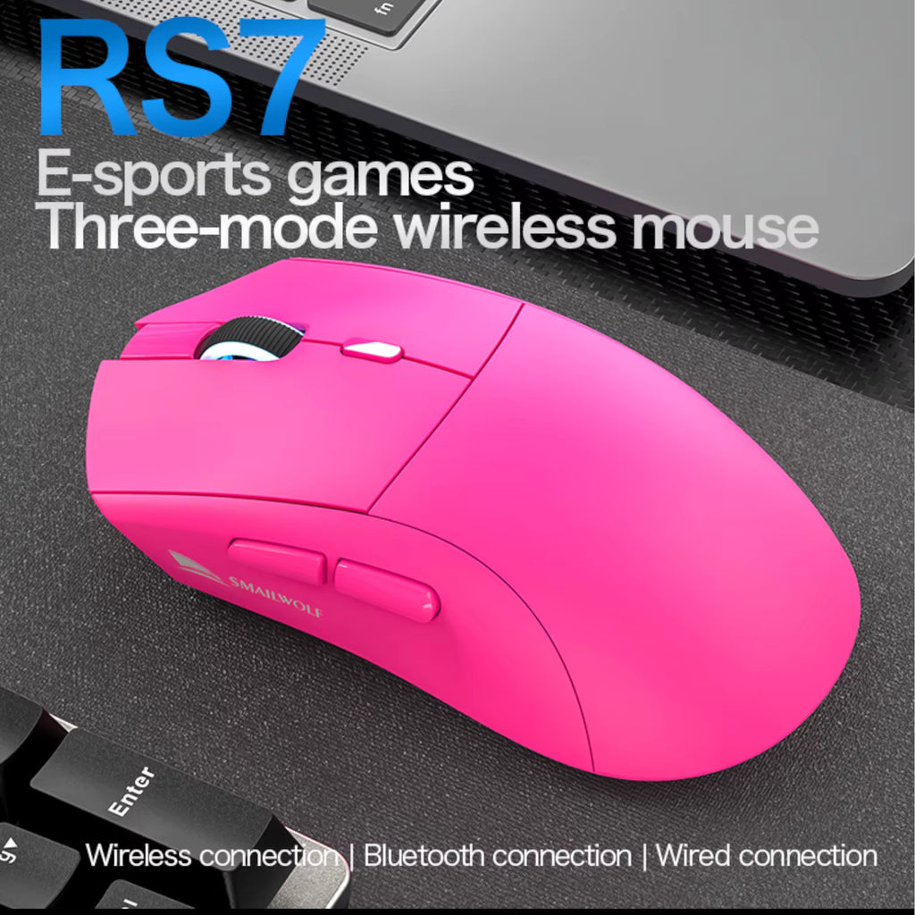 SMAILWOLF RS7 Wireless Gaming Mouse – 3 Modes, Bluetooth, PAW3311, Suitable for Large Hands