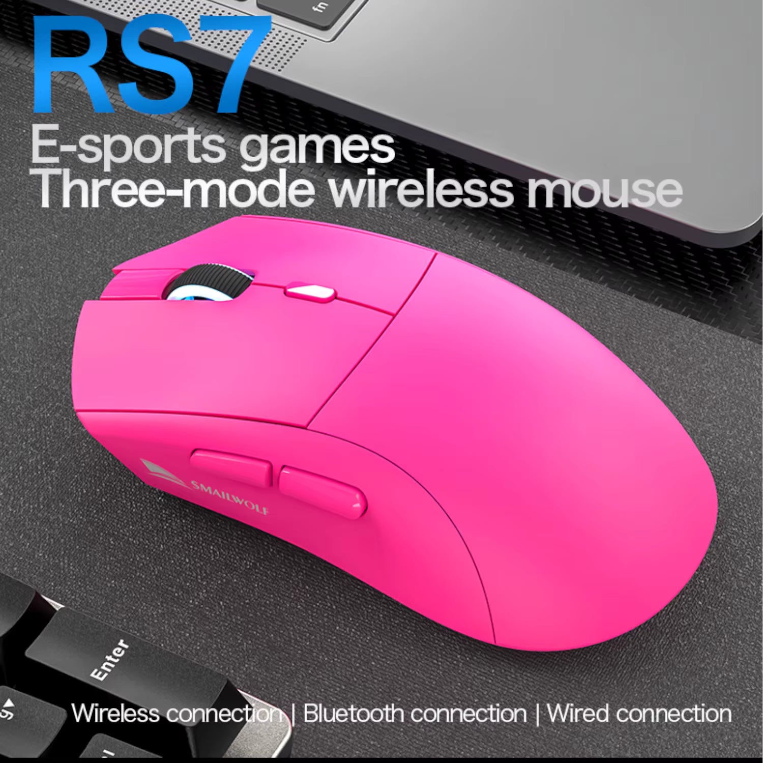 SMAILWOLF RS7 Wireless Gaming Mouse – 3 Modes, Bluetooth, PAW3311, Suitable for Large Hands